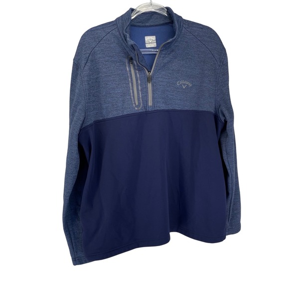 Callaway Other - Callaway Men's Golf Pullover 1/4 Zip Blue Heathered Textured Size L Side Pockets